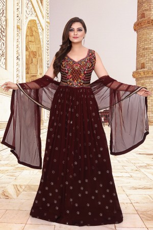 Maroon Designer Gown